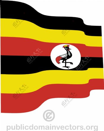 挥舞着乌干达国旗