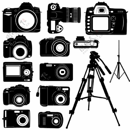 数字摄像机和黑白剪影矢量素材鼎品种