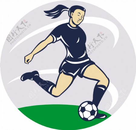 足球运动员踢球的女人