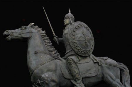 骑马的武士雕塑psd素材