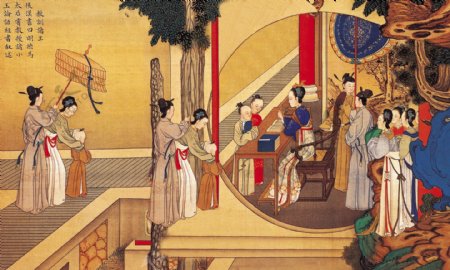 清明上河图古画风景画工女绣女民间艺术画中国民间艺术品中华刺绣民间艺术PSD分层素材源文件中国传统元素整合图库