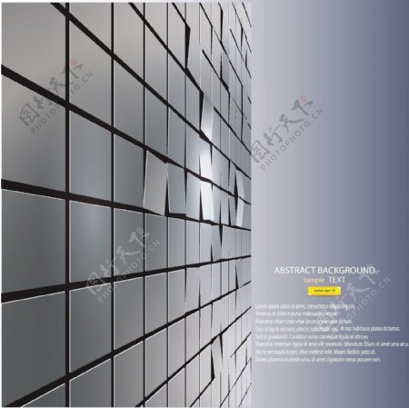 动感3d格子方砖墙壁商务科技背景