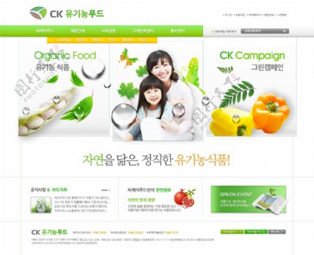 绿色健康食品商城网页psd模板