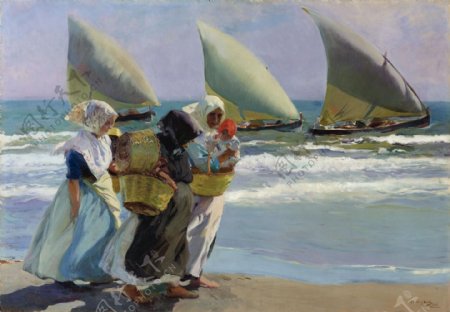 JoaquinSorollayBastidaThreeSails1903画家风景画静物油画建筑油画装饰画