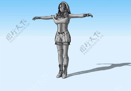 女子站式3D模型
