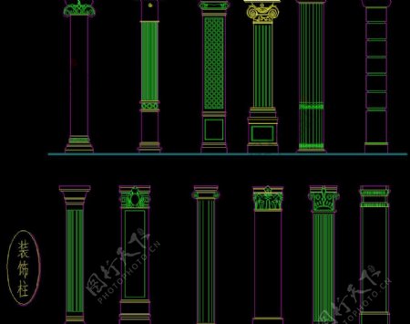 欧式构造装饰柱总图图片