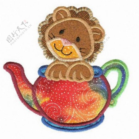 贴布童装可爱咖啡壶茶壶免费素材