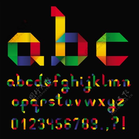 套彩色的字母和数字设计矢量图01