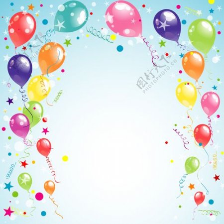 气球丝带生日快乐的背景材料02