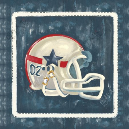 橄榄球手绘卡通头盔图片