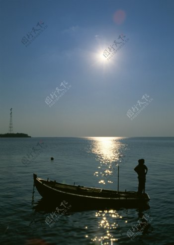 海边海岛风光风景天空蓝天夕阳落日傍晚黄昏