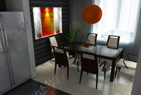 室内设计厨房餐厅3d素材3d模型3