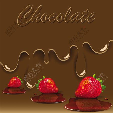 巧克力草莓矢量素材2