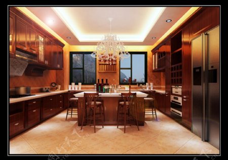 豪华欧式厨房设计效果图图片