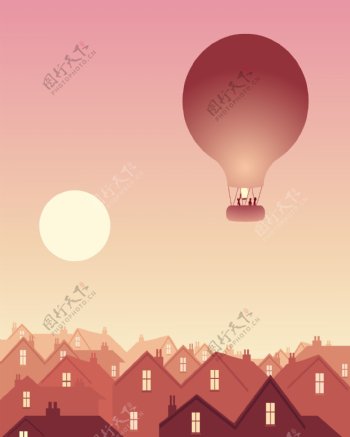 晨光中的热气球