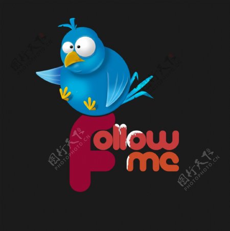 可爱的蓝色推特鸟的社交媒体图标