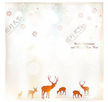 麋鹿圣诞快乐和新年快乐的邀请