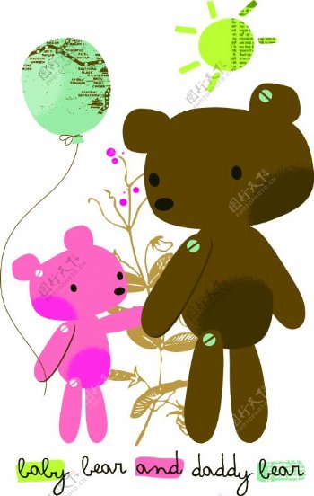 可爱动物小熊气球可爱印花图案