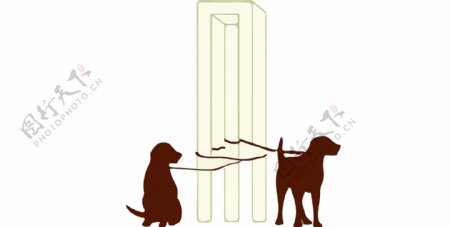 印花矢量图动物狗生活元素柱子免费素材