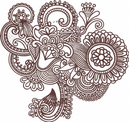 矢量手绘传统古典花纹素材