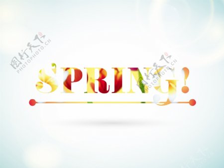 彩色春季字体设计矢量素