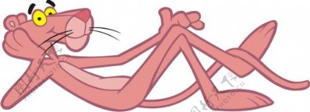 印花矢量图卡通动物粉红豹可爱卡通色彩朱砂红免费素材