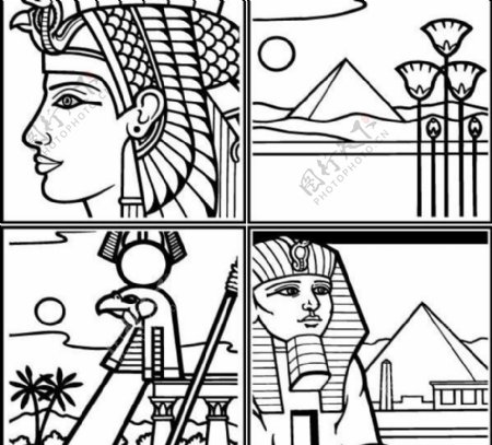 4埃及著名的建筑线条矢量素材