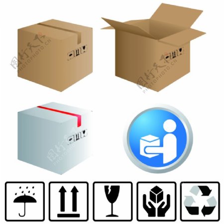 纸箱和纸盒标签矢量