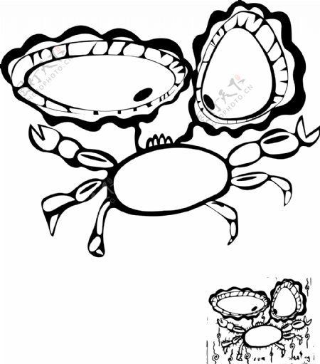 可爱手绘卡通螃蟹矢量图片