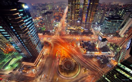 首尔城市夜景俯瞰图片