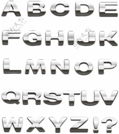 字母表中的字母矢量的金属质感