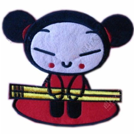 贴布女孩中国娃娃筷子免费素材
