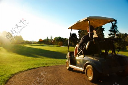 高尔夫球车草地天空阳光