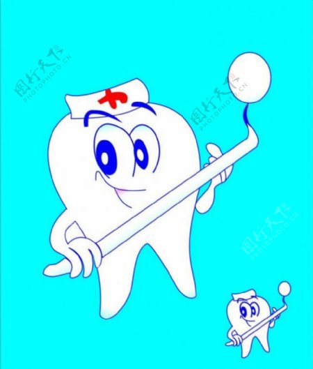 卡通牙齿护士图片