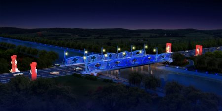 扇形桥夜图片