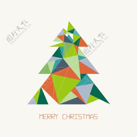 折纸效果圣诞树矢量图素材