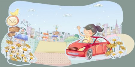 韩国插画卡通背景板图片