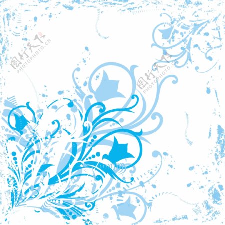 典雅蓝色反白花纹矢量素材