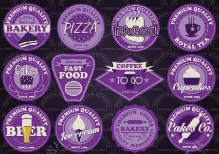 紫色快餐食品标签