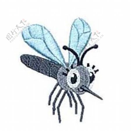 绣花动物蚊子色彩蓝色免费素材