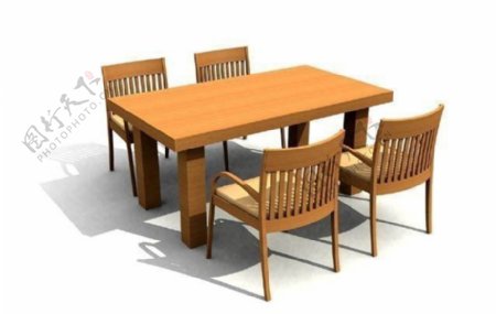 餐桌椅实木3D模型