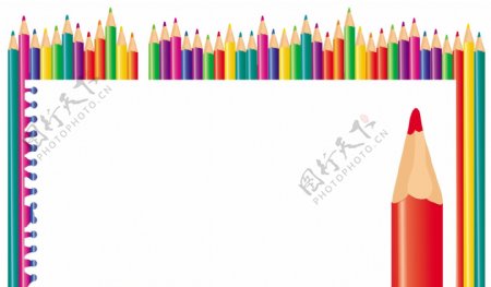 彩色铅笔和纸张矢量背景
