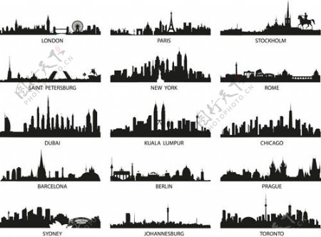 世界著名的城市剪影矢量集02