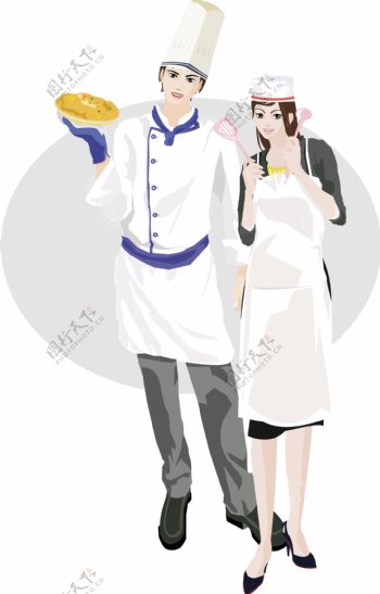 矢量的男性和女性的厨师