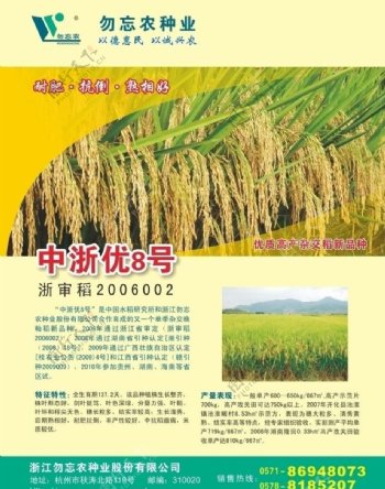 水稻中浙优8号杂志广告图片
