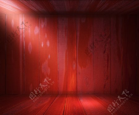 木制的聚光灯室背景的红色纹理