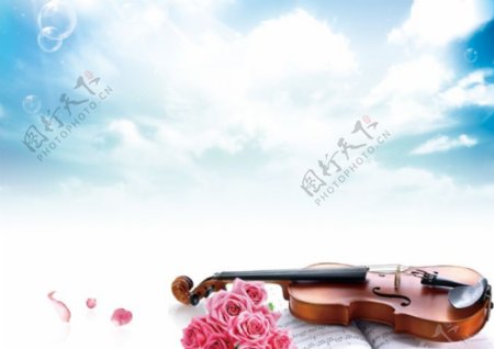 小提琴唯美浪漫桌面PSD