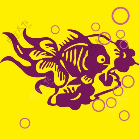 印花矢量图动物金鱼海洋生物色彩免费素材