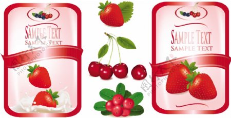 草莓水果标签图片