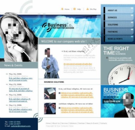 蓝色商务企业网站psd模板